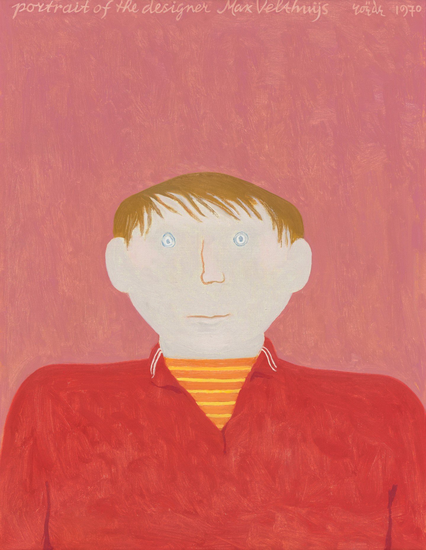 De afbeelding toont een kunstzinnig portret van Portrait of the designer Max Velthuijs . Gemaakt door: Jan  Roëde 