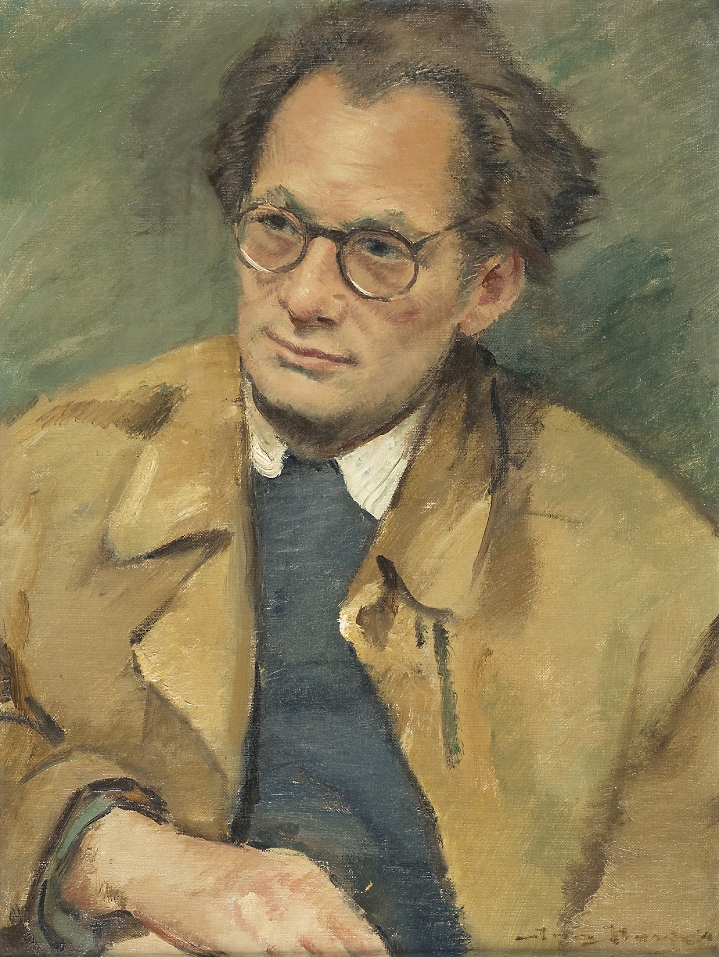 De afbeelding toont een kunstzinnig portret van Ab Visser . Gemaakt door: Ina Hooft