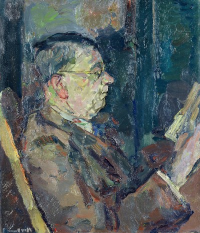 Deze afbeelding toont een kunstzinnig portret van Victor E. van Vriesland.