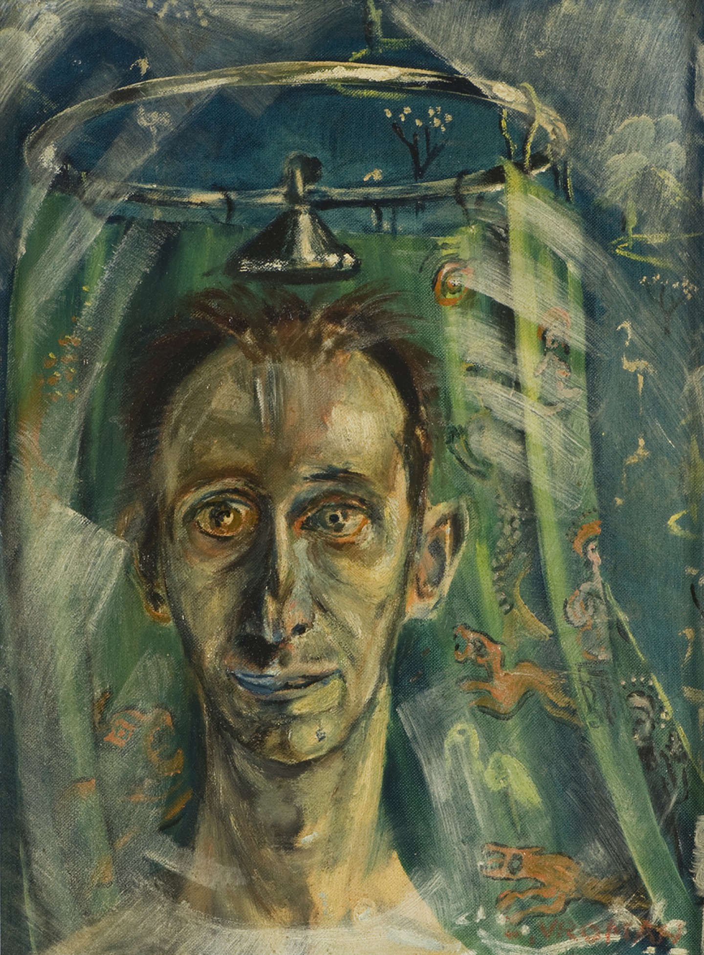De afbeelding toont een kunstzinnig portret van Zelfportret. Gemaakt door: Leo Vroman